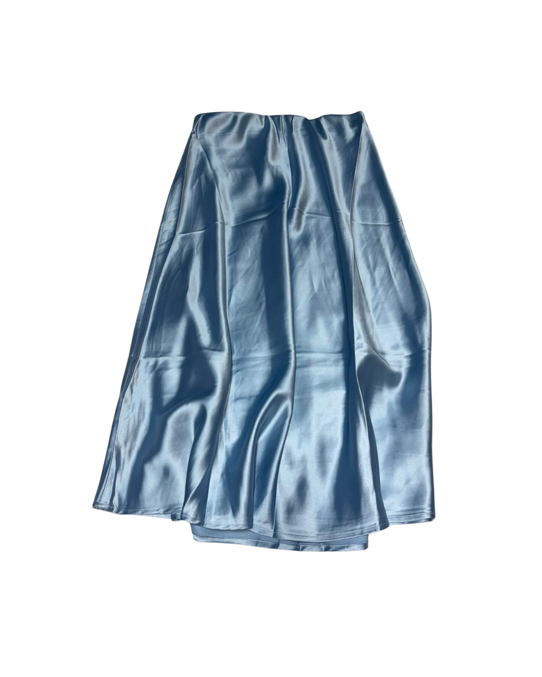 Falda azul cielo satinada