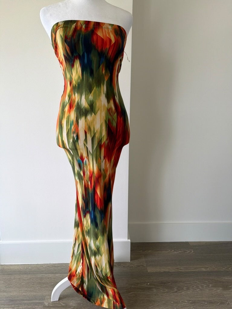 Vestido largo estampado multicolor