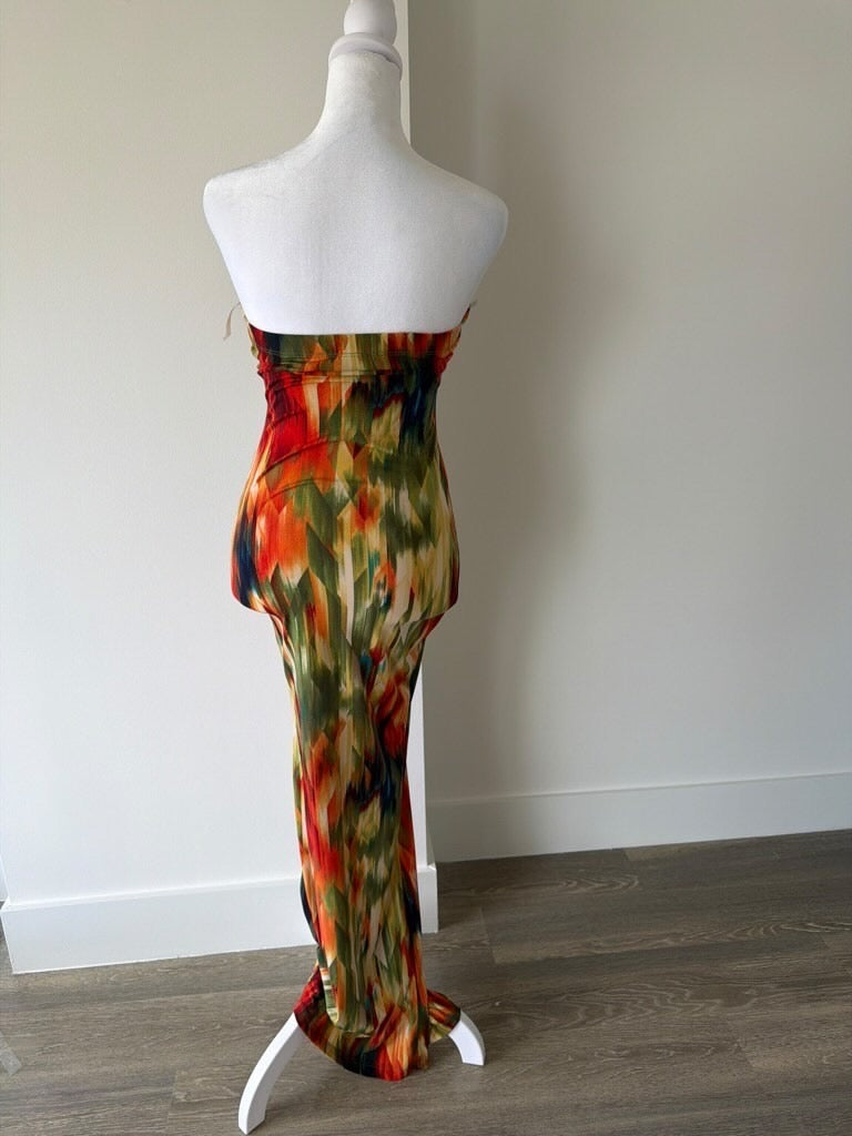 Vestido largo estampado multicolor