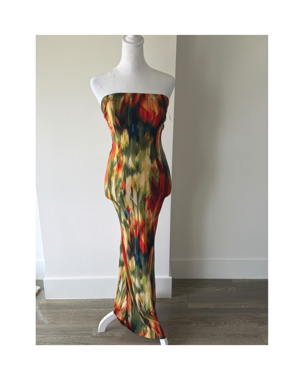 Vestido largo estampado multicolor